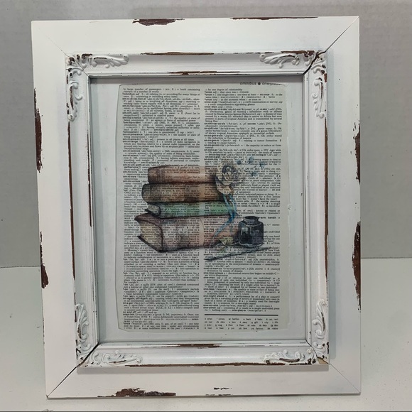 Dictionary Art Print Books and Rose Flower, Vintage Art Print - Picture 2 of 3